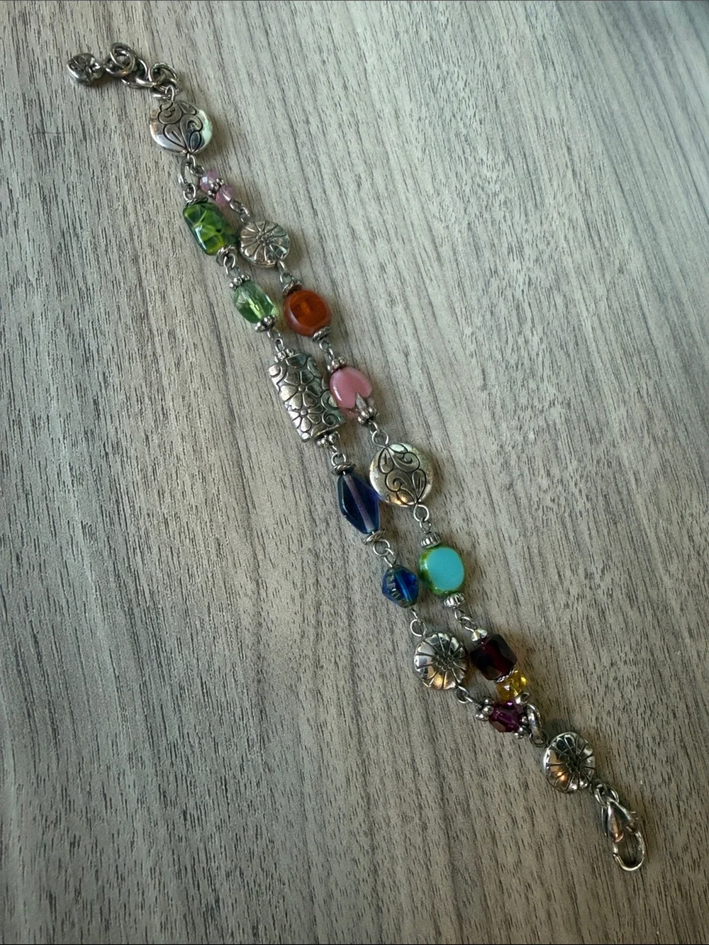 Brighton Multicolor Bead and Silver Charm Bracelet